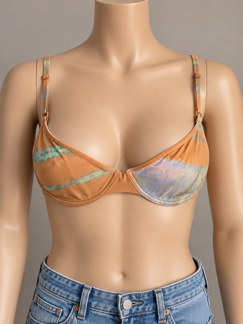 SKIMS 36C Unlined Underwire Bra Multicolor Abstract Print